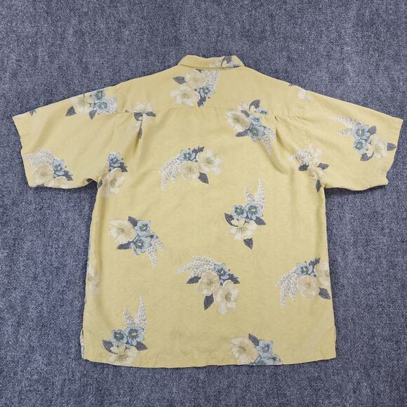Tommy Bahama Shirt Mens Medium Yellow Silk Button Up Hawaiian Camp Loop Collar - Picture 3 of 16